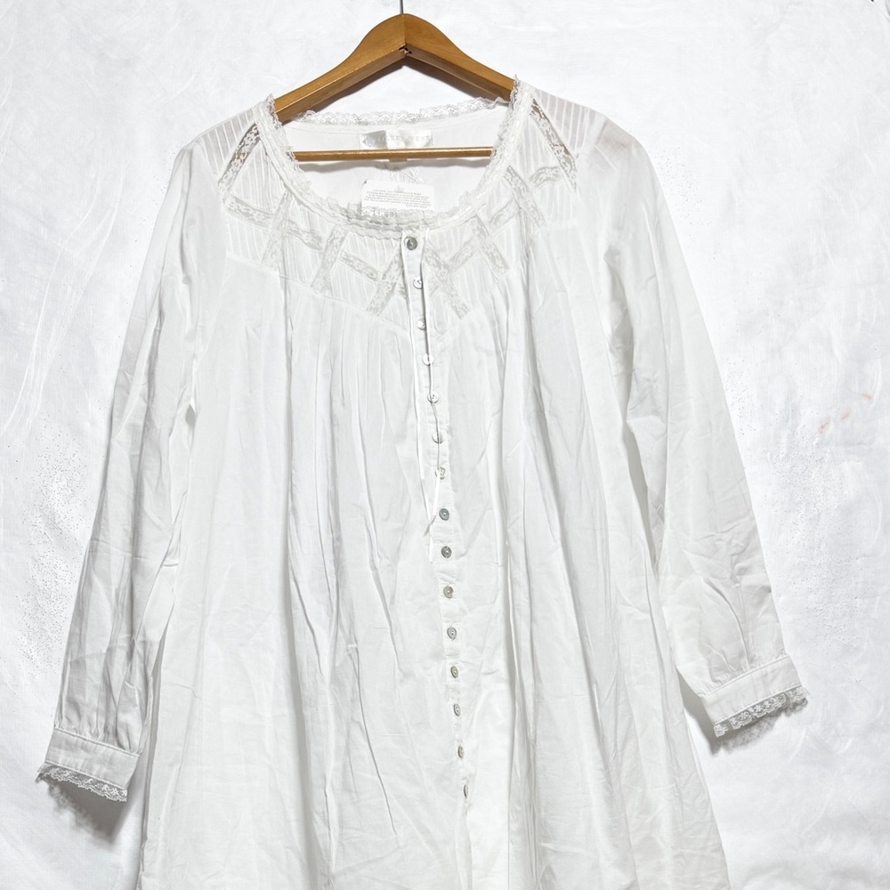 Eileen West White Lace Trim Nightgown - Picture 2 of 5